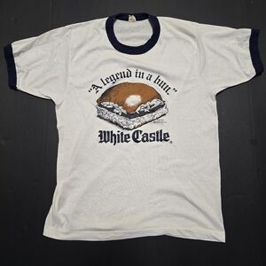White Castle Fast Food Burger A Legend In A Bun 1982 Vintage Ringer T Shirt L